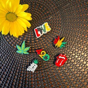 5 for $25 Croc Charm Jibbitz Shoes 420 Green Love Peace Pot Leaf